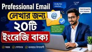 Professional Email লেখার জন্য সবচেয়ে দরকারি ২০টি ইংরেজি বাক্য শিখুন। অফিস, চাকরি, ক্লায়েন্ট ও ব্যবসায়িক ইমেইল লেখার সহজ ও প্রফেশনাল গাইড।