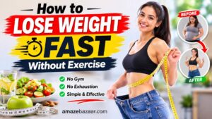Woman preparing a healthy plate of vegetables and lean protein as part of a weight loss routine without exercise