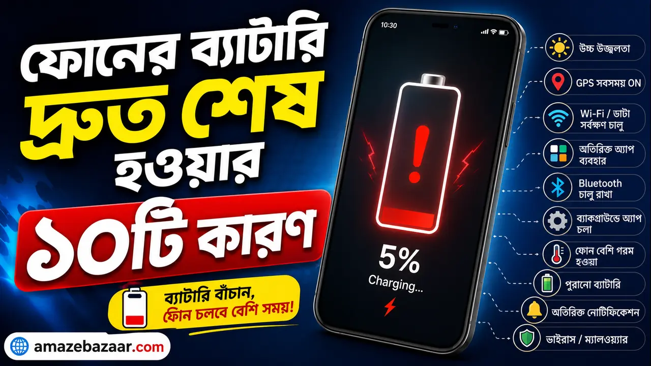 ফোনের ব্যাটারি দ্রুত শেষ হওয়ার কারণ